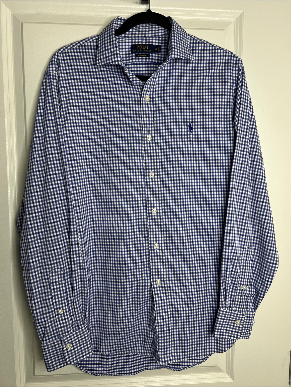 Polo Ralph Lauren Blue Label Performance Blue Check Long Sleeve Button-Up Medium